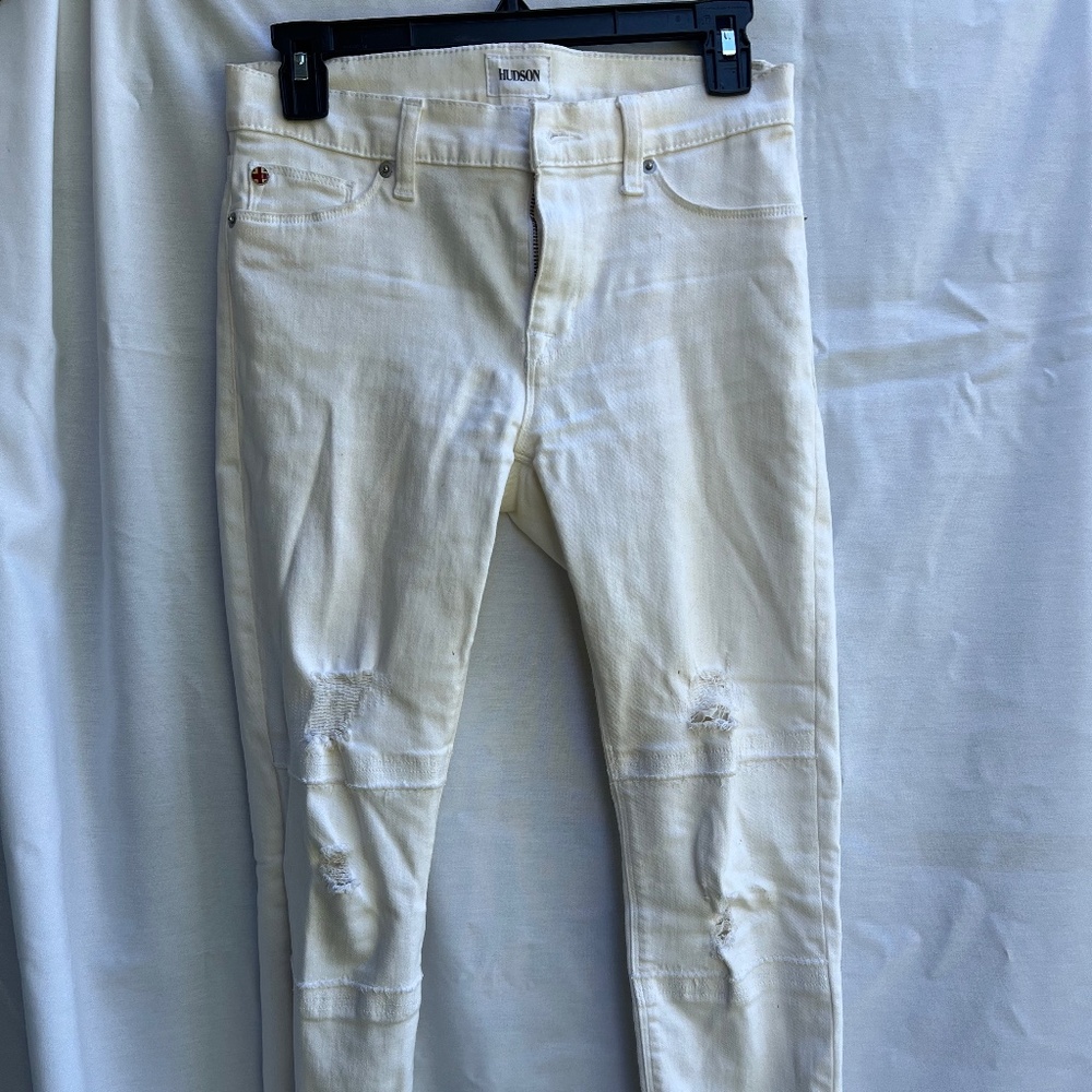 White Ripped Hudson Jeans